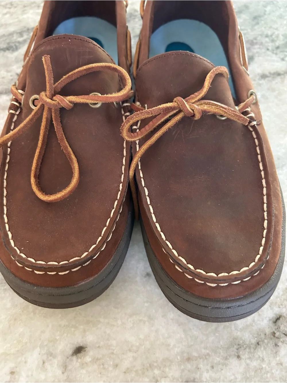 L.L. Bean Men's Brown Leather Boat Shoes -  Size 10.5